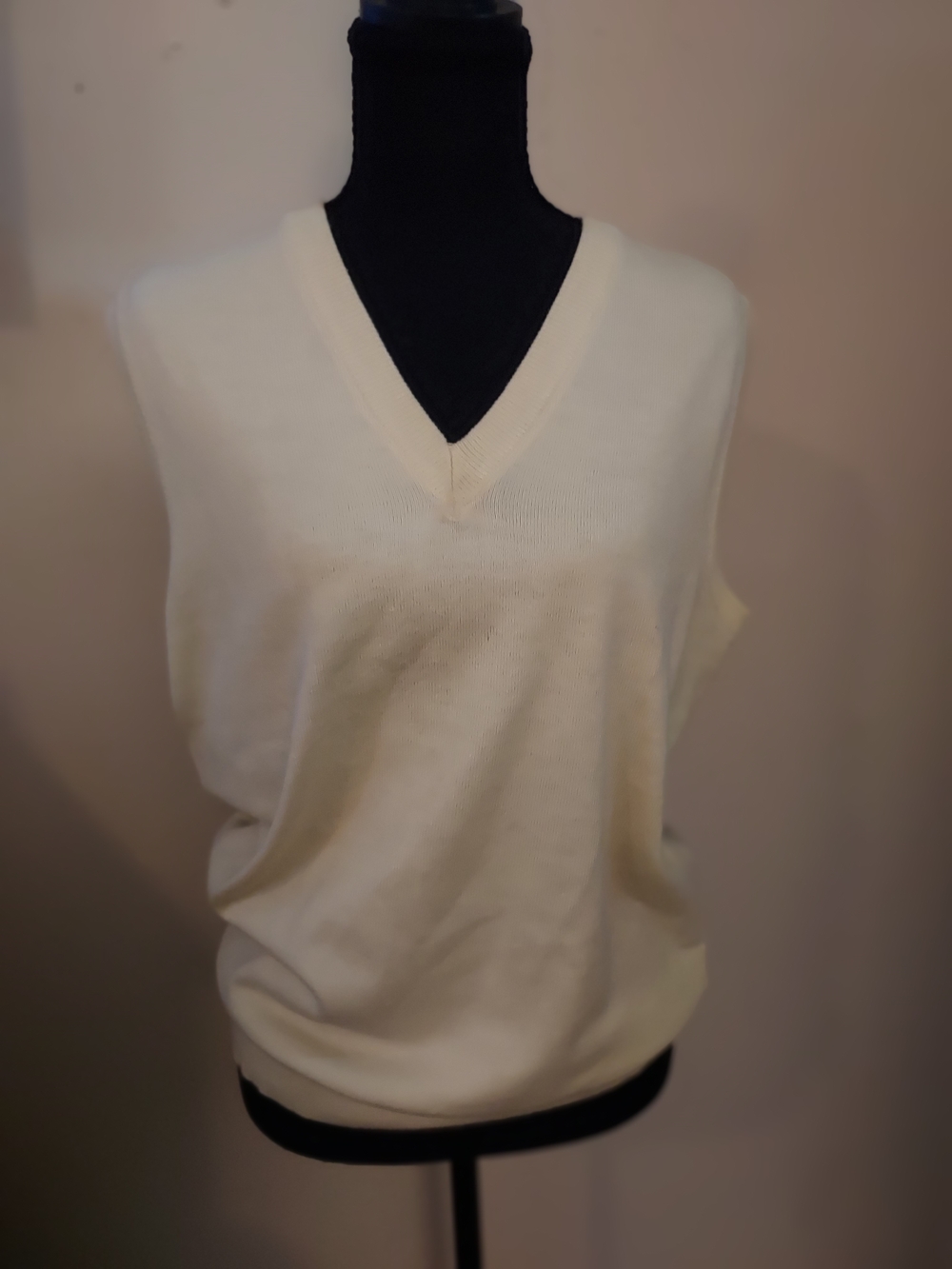 Men's V-Neck Sweater Vest in Cream